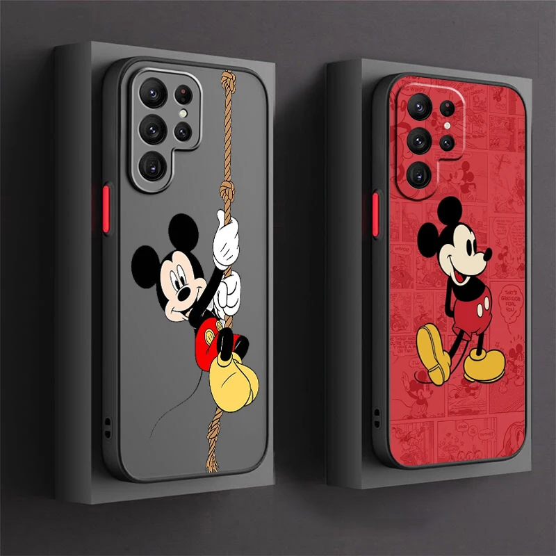 

Disney Mickey Mouse Biye For Samsung S24 S23 S22 S21 Ultra S20 FE S10 Plus Lite 4G 5G Frosted Translucent Cover Capa Fundas