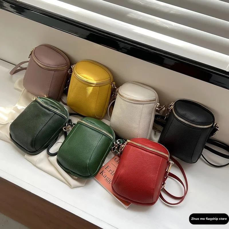 

Модная женская сумка-кроссбоди из натуральной кожи, новинка 2025 года, сумка для телефона из воловьей кожи высшего слоя, на одно плечо