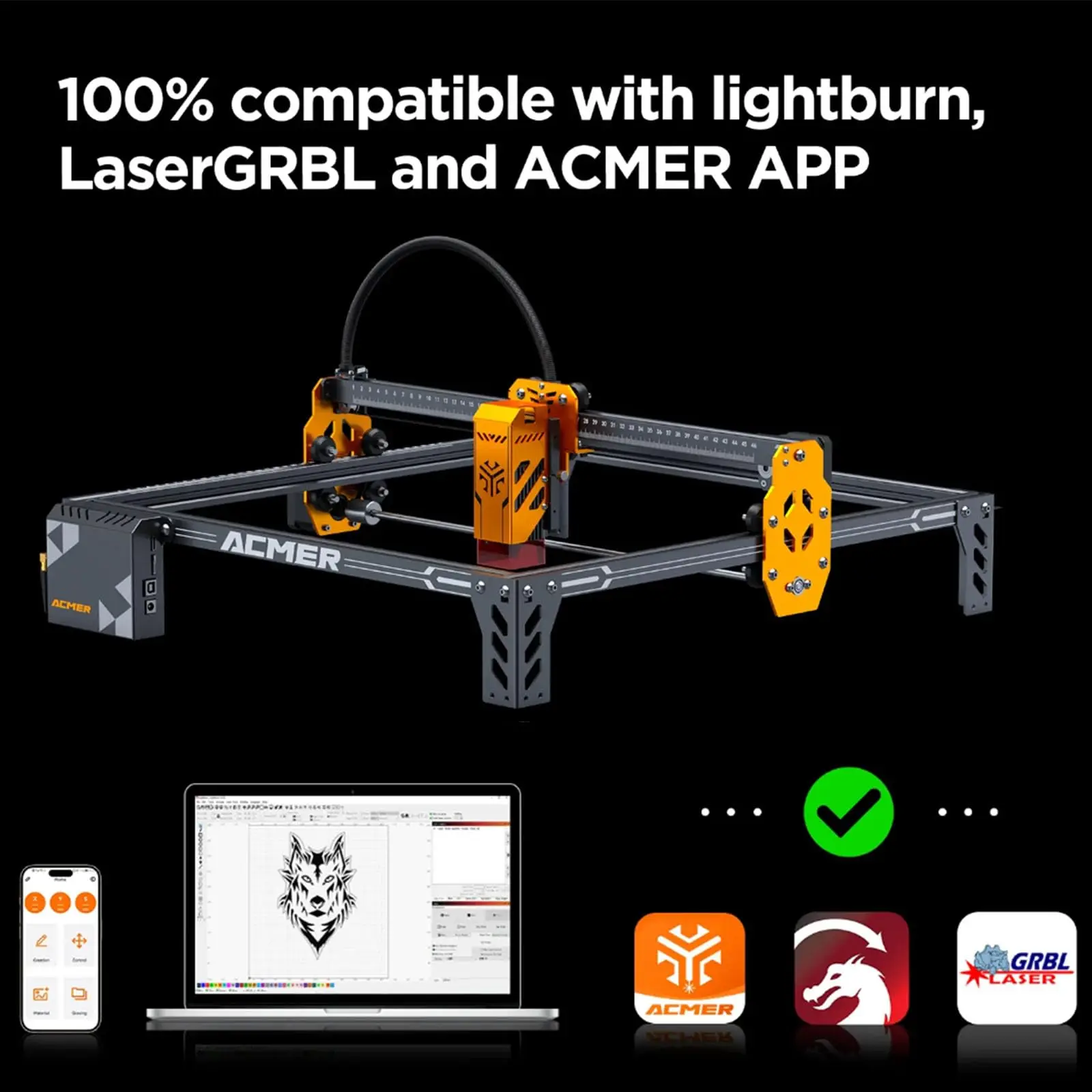 Acmer P1 S Pro 6 واط 6000 ميجا واط آلة قطع النقش بالليزر فائقة الدقة 10000 مللي متر/دقيقة حفارة بالليزر Class4