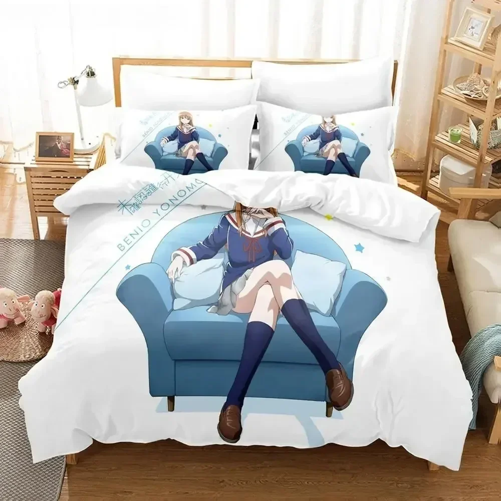 

Engaged to the Unidentified Anime Bedding Set Printed Bed Set With Pillowcase Duvet Cover Soft Queen King Size Bedclothes Home