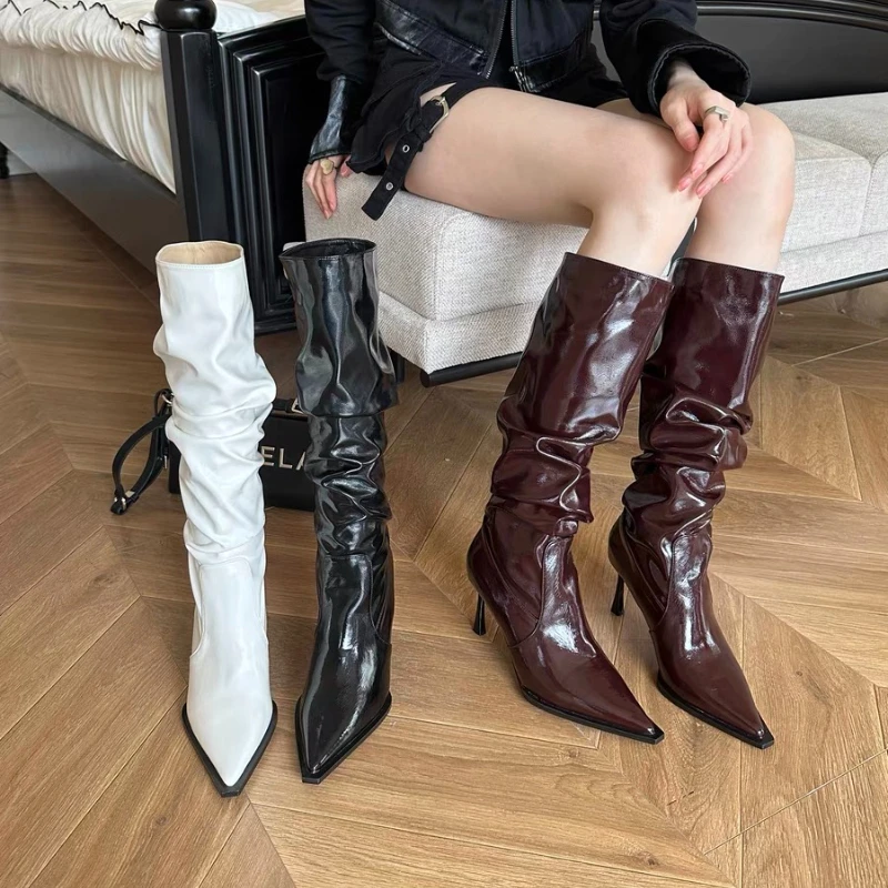 2024 Winter New Sexy Winter Women High Boots Fashion Pointed Toe Stiletto Heel Long Boots Ladies Elegant Knee High Boots Shoes