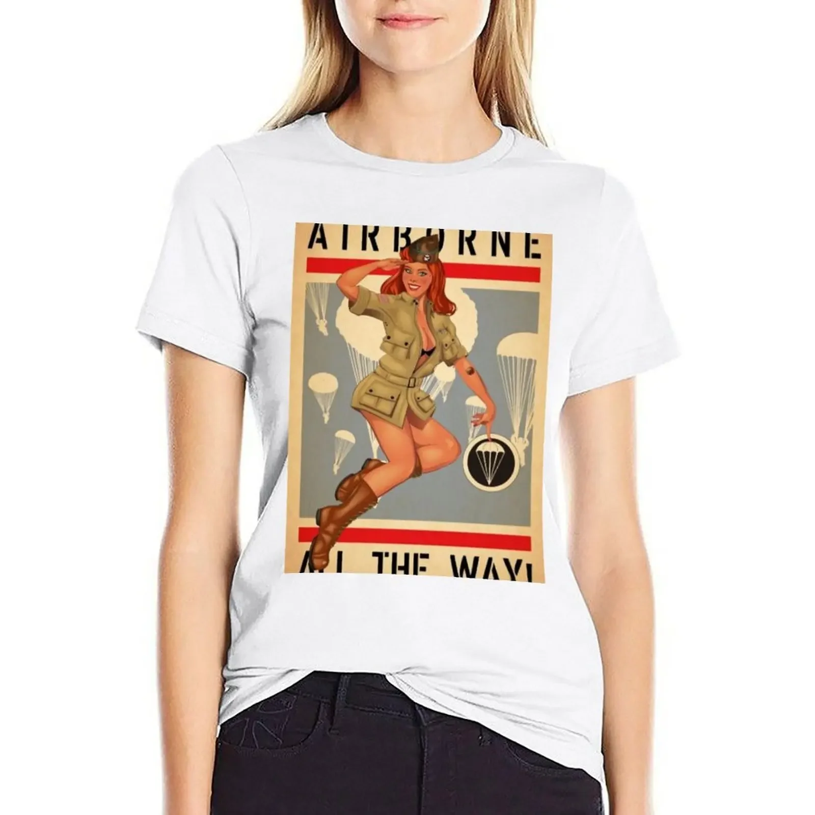 Airborne all the way T-shirt kawaii clothes Female clothing Woman T-shirts