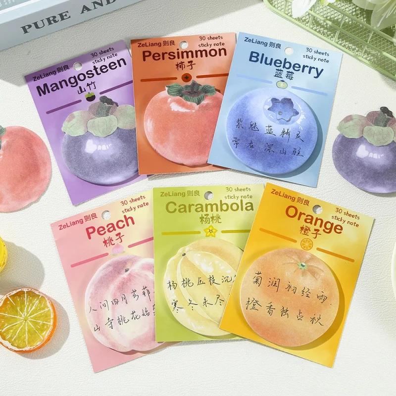 36pcs/lot Kawaii Blueberry Carambola Orange Fruit Memo Pad Cute Stationery Label Notepad Planner Sticker Post School Supplies
