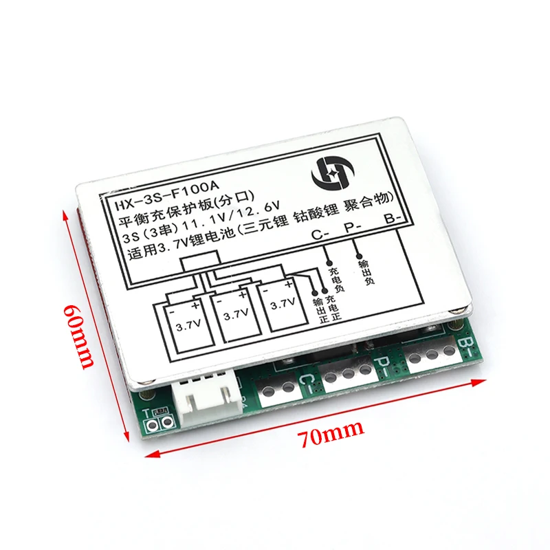 3S 12.6V 100A Li-ion Lithium Battery Protection Board Module 3 Cells 11.1V Polymer Balance Function Charge Module PCB BMS