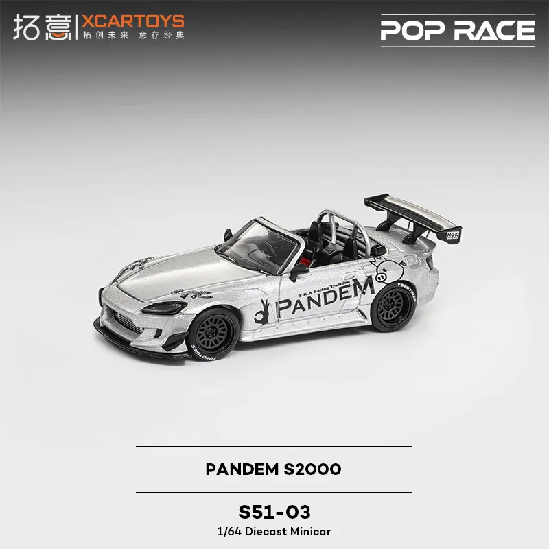 Xcartoys 1/64 POP RACE Honda Rocket Rabbit Convertible Supercar Pandem S2000 Cars Alloy Diecast Metal Model Kids Toys Boys