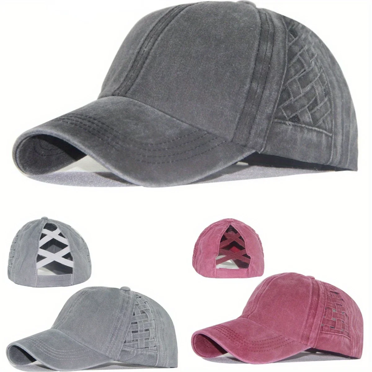 Cross Woven Dad Hat Comfortable and Breathable Baseball Cap Used Water Washing Fashion Solid Color Versatile Duckbill Cap