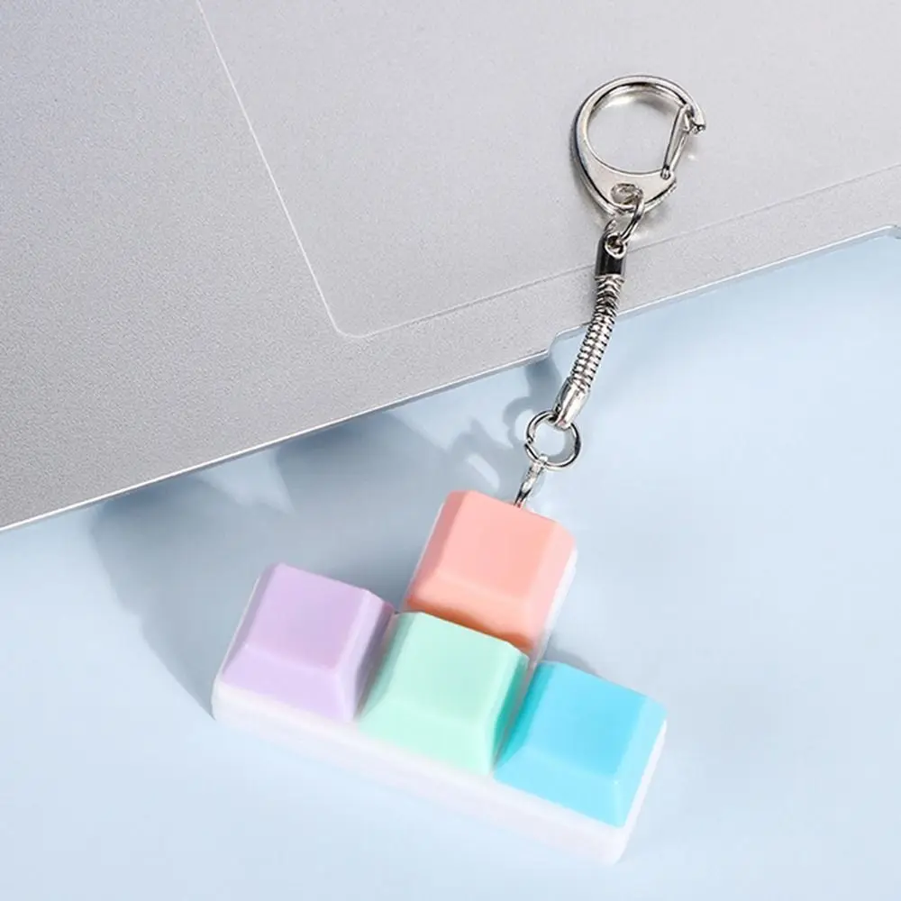 

Creatve 4 Keys Fidget Keychain Keycap Key Button Clicker Keychains Pendant Stress Relief Pass The Time Pinch Key chain for Adult