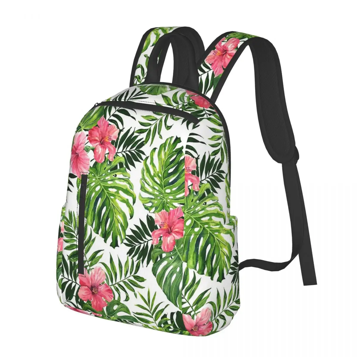 

Tropical Hibiscus And Palm Leaf Student Backpack School Bag Hiking Travel Daypack for Men Women Bookbag Shoulder Bags