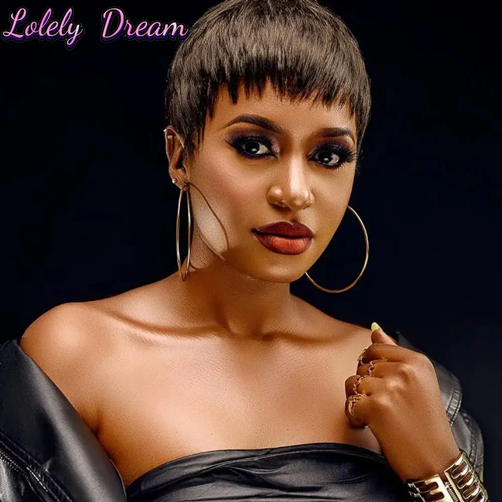 رخيصة قصيرة عابث قطع الباروكات شعر الإنسان مستقيم جاهز شعر الإنسان الباروكات للنساء السود آلة صنع الباروكات مع الانفجارات