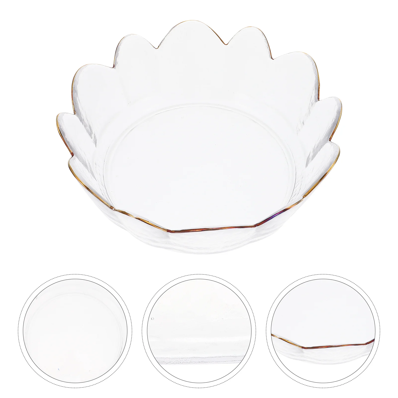 

1Pcs Unique Glass Salad Bowl Smooth Round Touch Creative Irregular Edges Design Suitable for Desserts Fruits Noodles