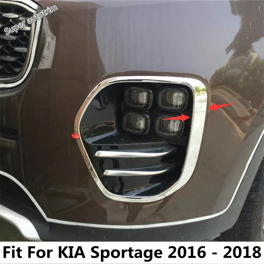 

Front Fog Lights Lamps Foglight Frame Decoration Cover Trim For KIA Sportage 2016 2017 2018 ABS Chrome Accessories Exterior Kit