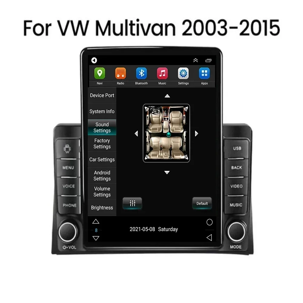 Dla Tesla Style 2 Din Android 13 Radio samochodowe dla VW Multivan T5 2003-2015 Multimedialny odtwarzacz wideo GPS Stereo Carplay DSP Kamera