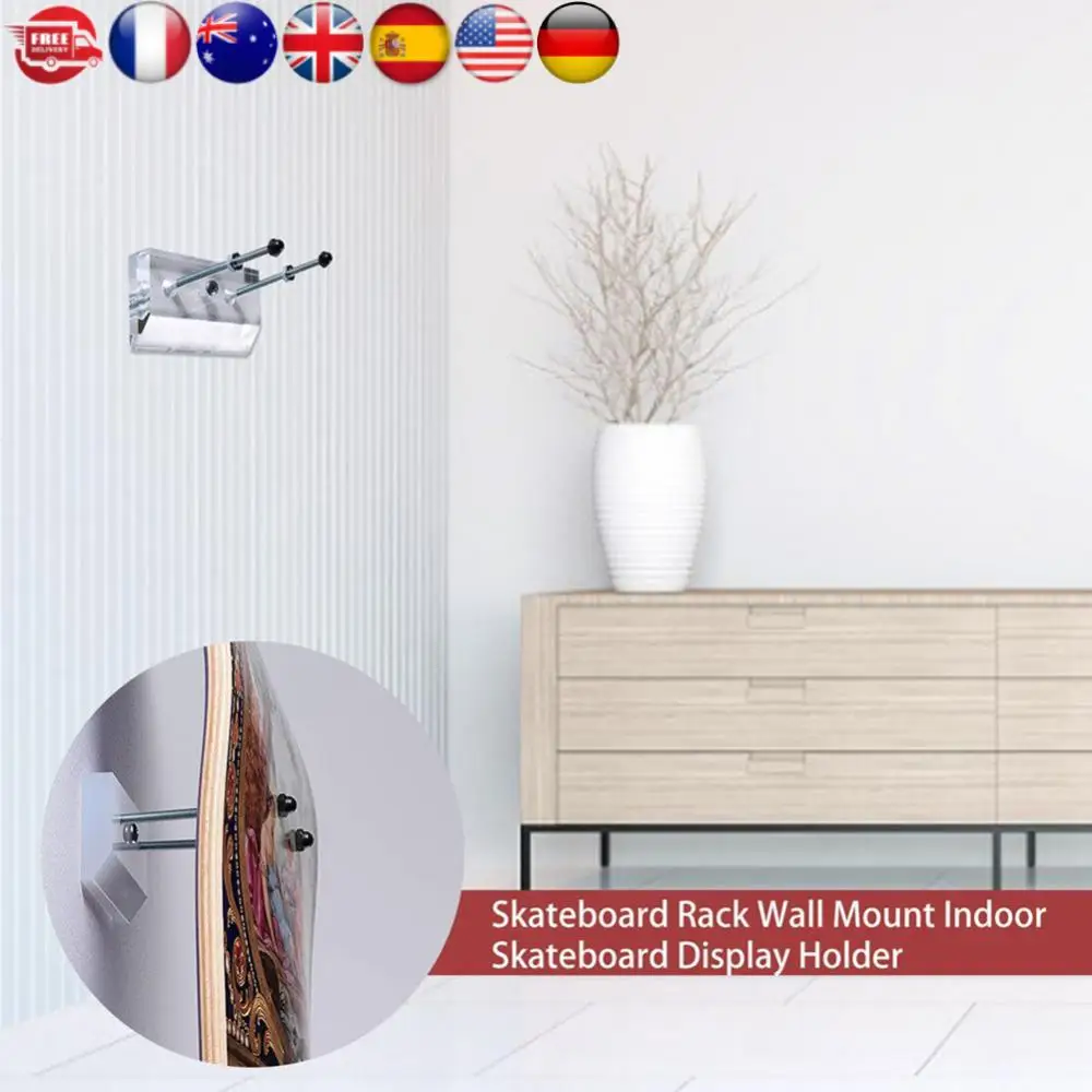 

Skateboard Display Rack Wall Mount Skateboard Wall Storage Rack Clear Skateboard Storage Holder Rack for Skateboard Lovers