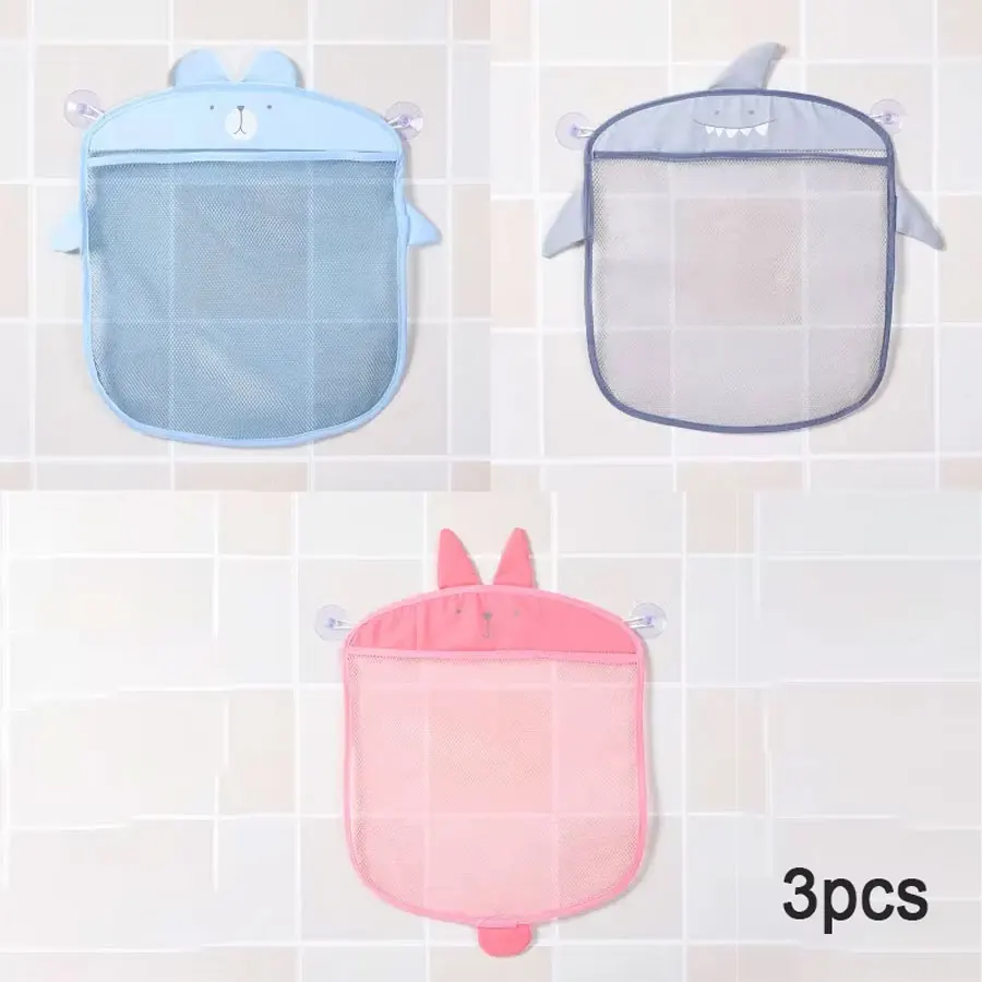 Children's Bathroom Toys Quick Drying Bathroom Mesh Bag Cartoon Storage Hanging Bag Bathroom Multifunctional Suction Cup