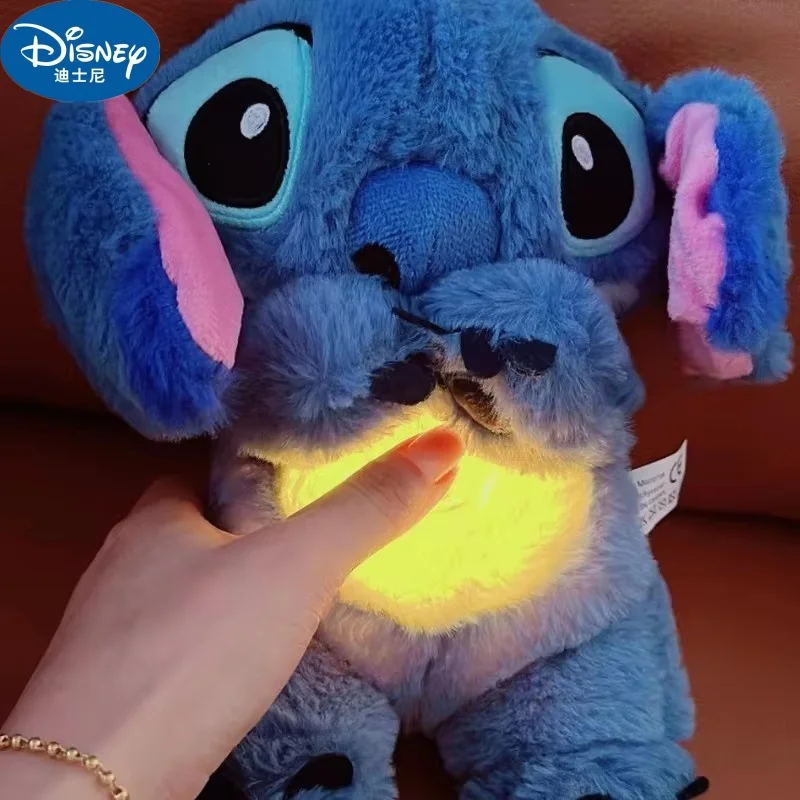 Disney Stitch Baby Sleeping Companion Sound Soothing Musical Plush Toy With Air Bag Doll Breathing Toys Gifts Kawaii Toys