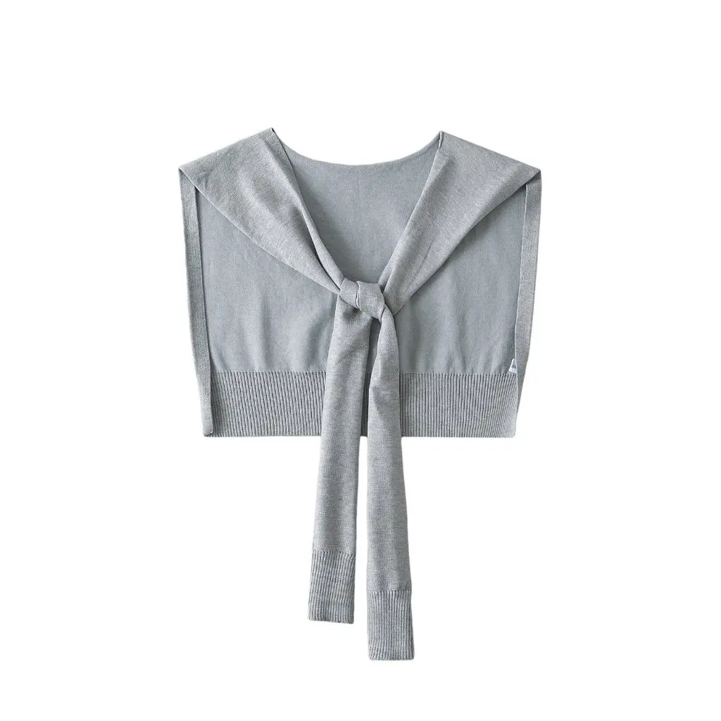 

Женский вязаный кардиган с шалью, элегантная популярная верхняя одежда для девочек, осенний короткий топ с маленькими бретелями для повседневной одежды