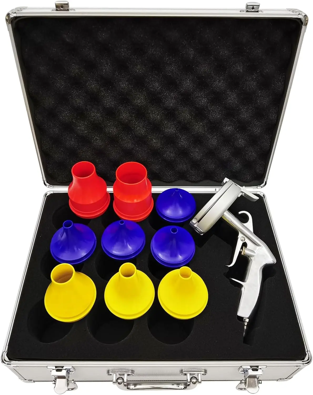 Pneumatic Pipe Cleaning Gun Kit with Rubber Funnels Air Blow Sponge Bullet Launcher for Industrial Hose Maintenance Tool Set