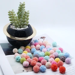 60-120Pcs/Lot 15mm Mini Korea Lace Gauze Elastic Mesh Craft Plush Pompoms Ball For DIY Party Gift Hairpins Jewelry Accessories