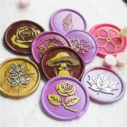 plant leaf wax seal stamp forest Dandelion wreath Ginkgo cactus cotton rose Cherry blossoms mushroom Maple leaf sealing stamps