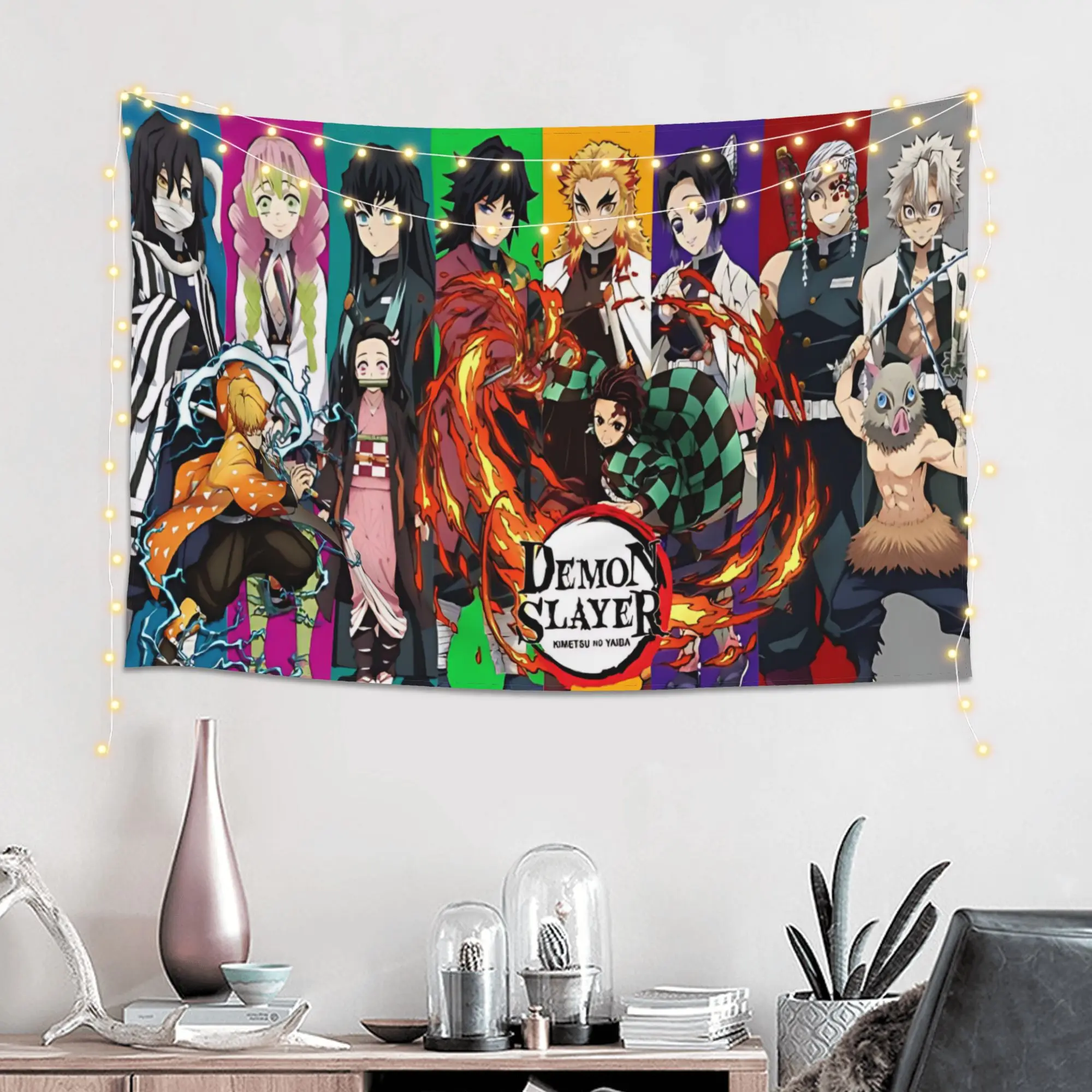 Customized Christmas Demon Slayer Cutecore Tapestry  Wall Hanging Blanket Tapestry Home Decor Items Wall Decorations