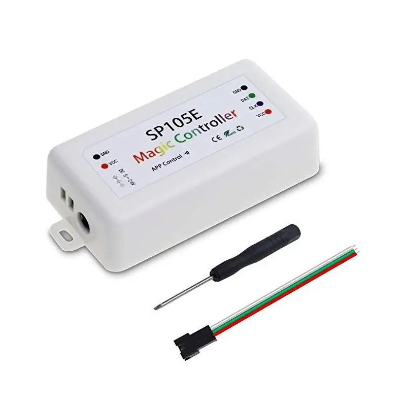 Controlador mágico Sp105E Compatible con Bluetooth Dc5-24V 2048 píxeles para Ws2811 2812 2801 6803 tira Led compatible con aplicación Ios/Android