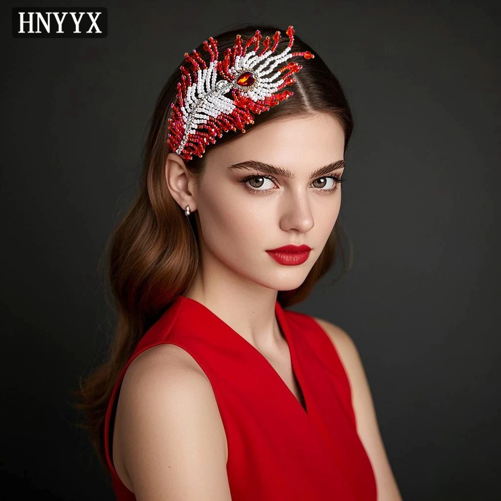 

YouLaPan Fashion Bridal Wedding Headbands Handmade Bead Weaving Simulated Feathers Ladies' Dancing Party Hair Accessories YXA213
