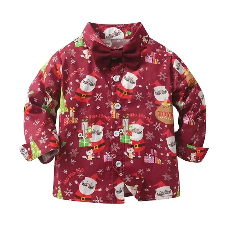 Baby Jongens Kids Kerstman Kerstman Pak Strikje Shirt Met Broek Voor Kinderen Formele Ceremonie Party Prestaties Kerst Kostuum