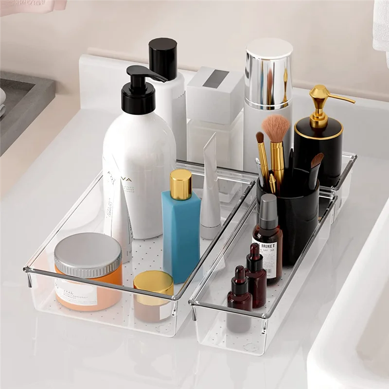 

ABMR-16 PCS Clear Plastic Drawer Organizer Set For Makeup, Jewelry And Office, Desk, Bathroom, Bedroom, Kitchen