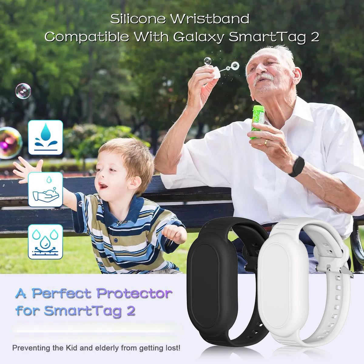 Silicone Strap Protective Cover for Smart Tag 2 Waterproof Wristband Compatible with Galaxy SmartTag2 Tracker Holder Case