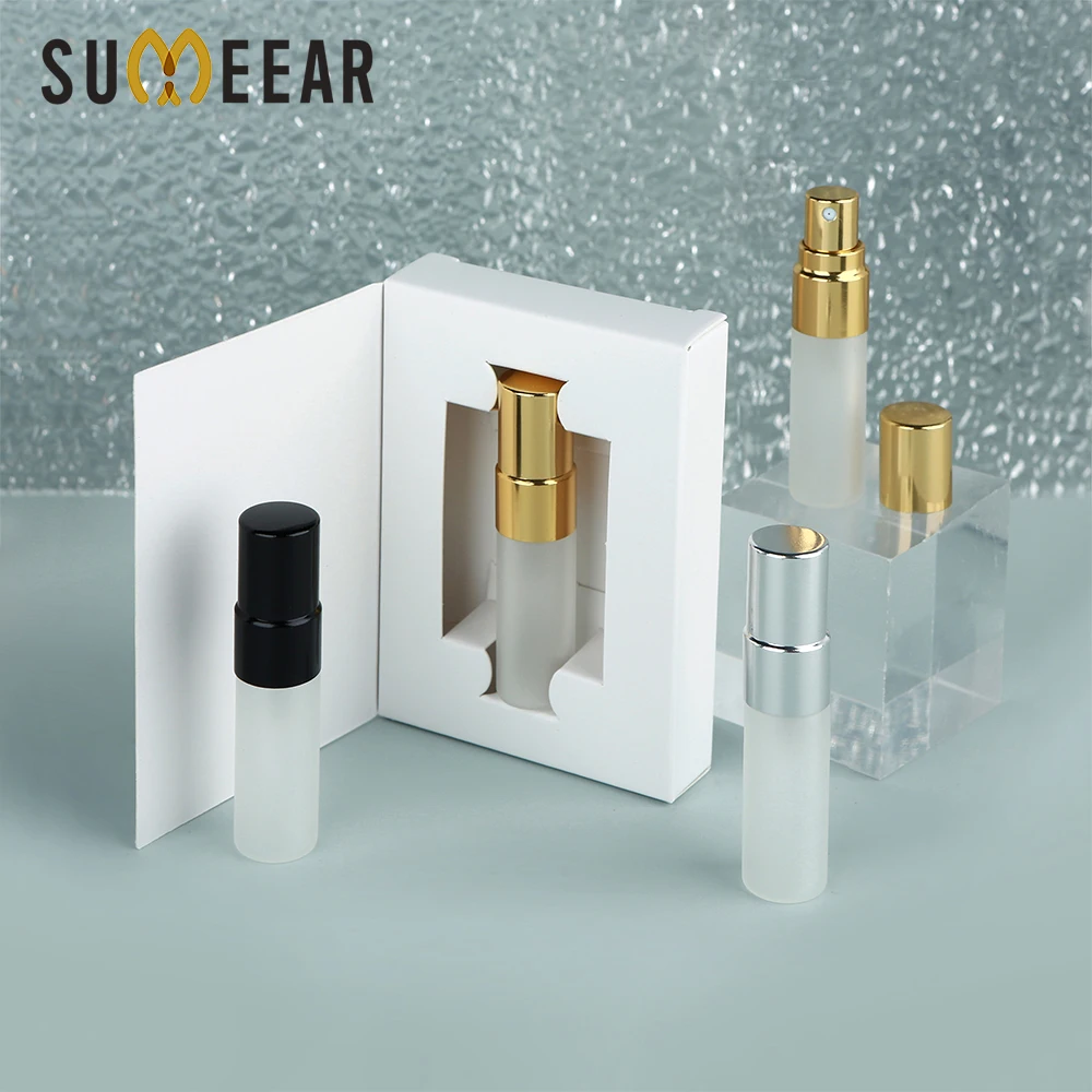 

50/100pcs 3ml Frosted Glass Perfume Spray Bottles - Washable, Reusable, with Elegant Boxes