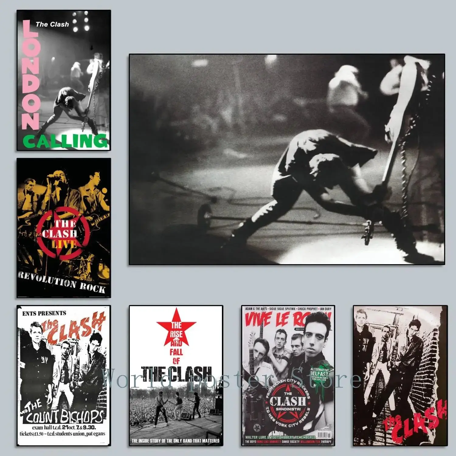 The Clash Band Vintage-Leinwand-Kunstdruck, skandinavisches Ölgemälde-Stil, Poster für Heimdekoration, Schlafzimmer, Wohnzimmer, Wand
