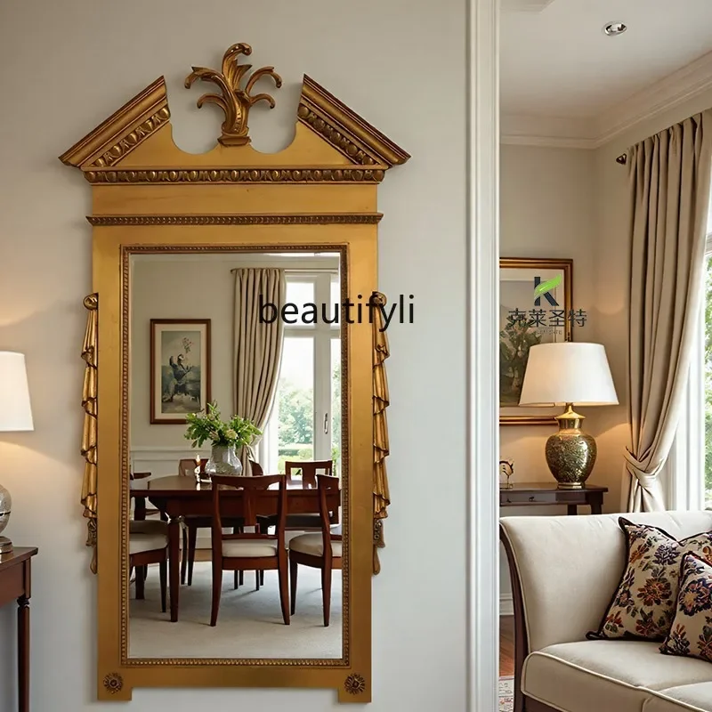 

A13 French retro carving, full-length mirror, American villa living room luxury carving, decorative mirror