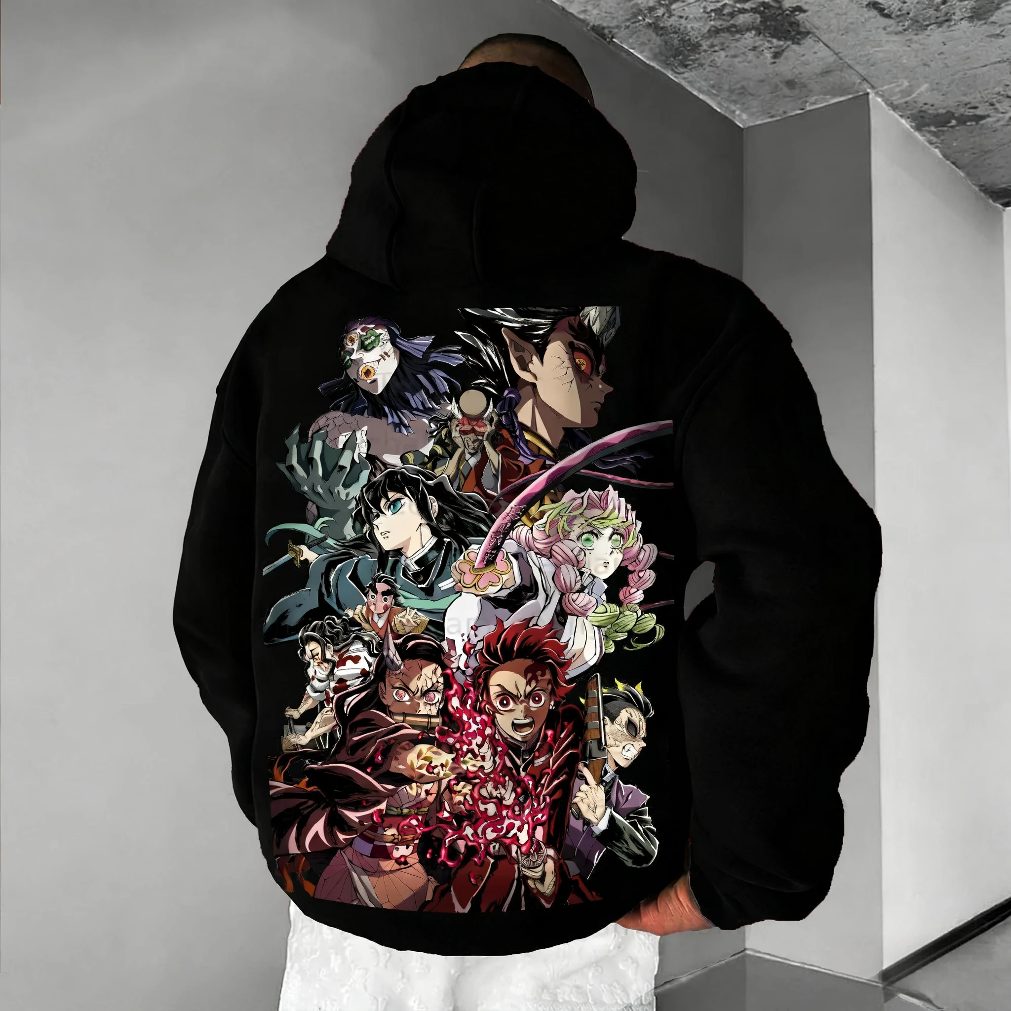 

Demon Slayer Hoodie 2025 Autumn/Winter New Anime Printed Men's American Hip Hop Trendy Versatile Loose Casual Parent Child Top