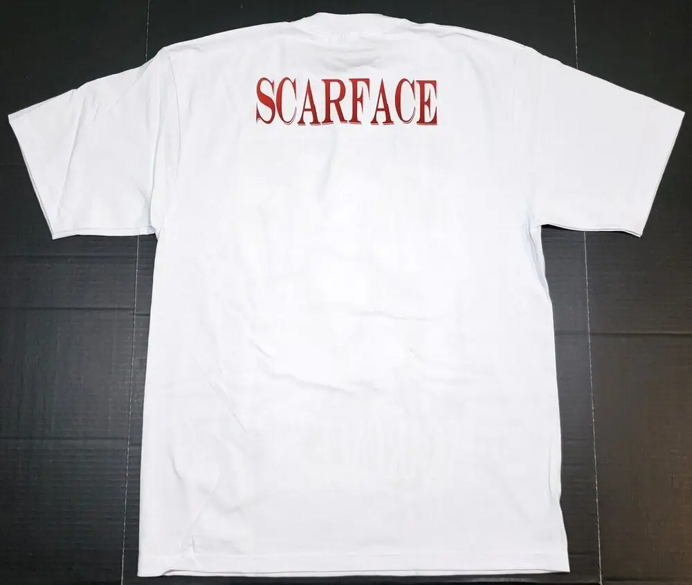 SCARFACE T-shirt Tony Montana Gangster Movie Men's Tee 100%Cotton White New