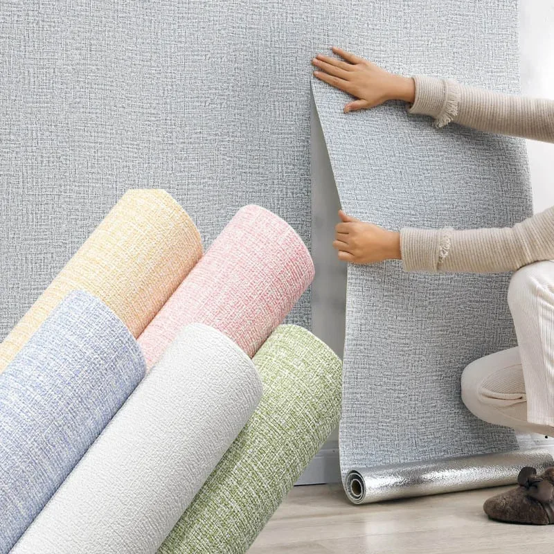 ثلاثية الأبعاد سميكة رغوة مقاومة للماء ذاتية اللصق حائط الخلفية تجديد خلفية ملصقات جدار 50cmX2.8/10m الكتان بلون