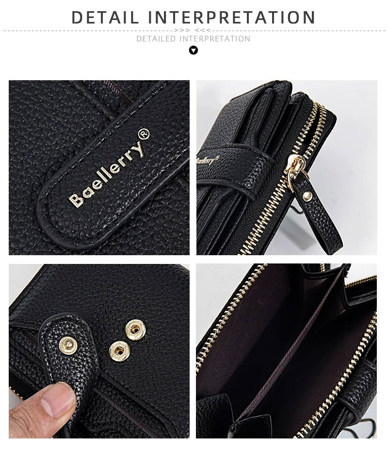 Baellerry Damen Stilvolle Reißverschluss-Kartenbörse Multifunktionale RFID-blockierende Geldbörse 6 Kartenfächer und Münzfach Minimalistisches Geschenk – Detail 7