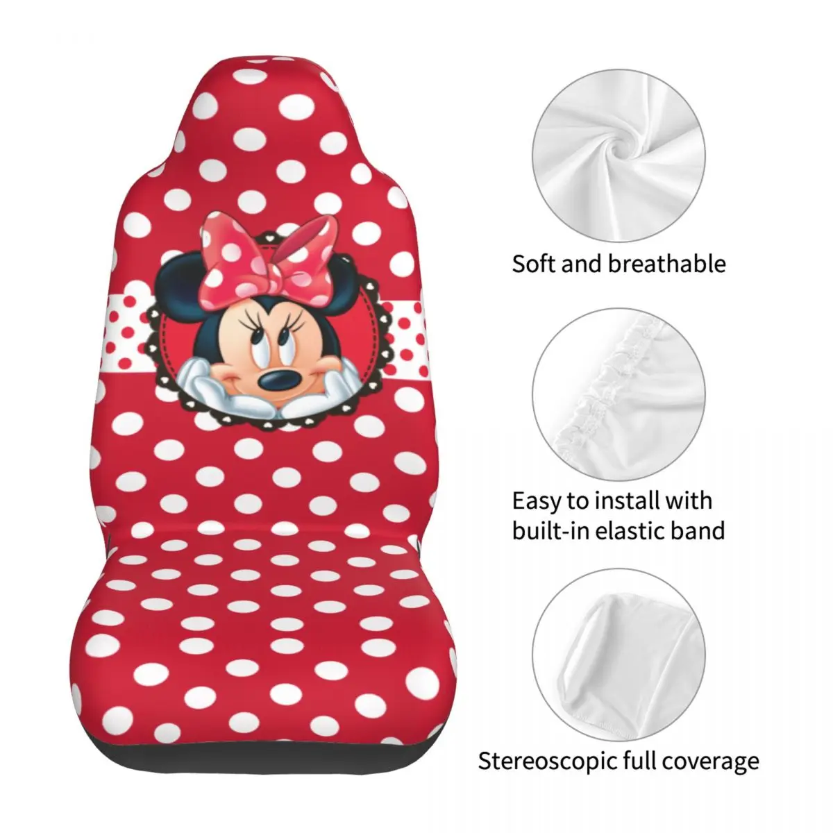 Minnie Mouse Car Protective Accessories Front Seat Covers for Vehicles Universal Fit Seat Covers for Car Suv Truck