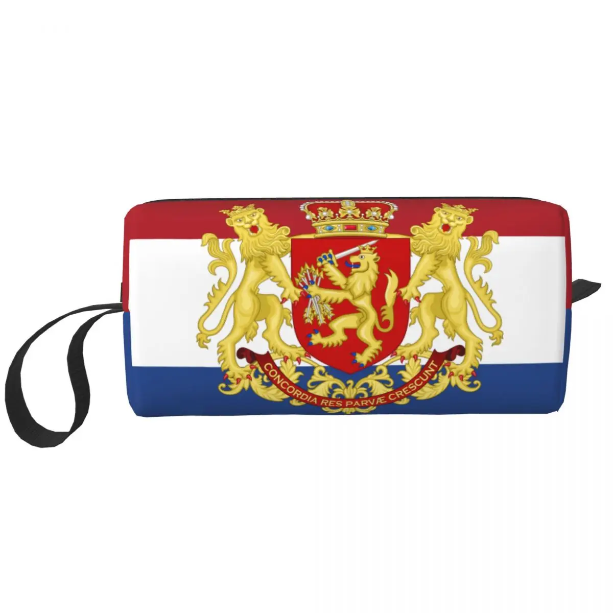 Custom Black Netherlands Coat Of Arms Flag Toiletry Bag for Women Makeup Cosmetic Organizer Ladies Beauty Storage Dopp Kit Case