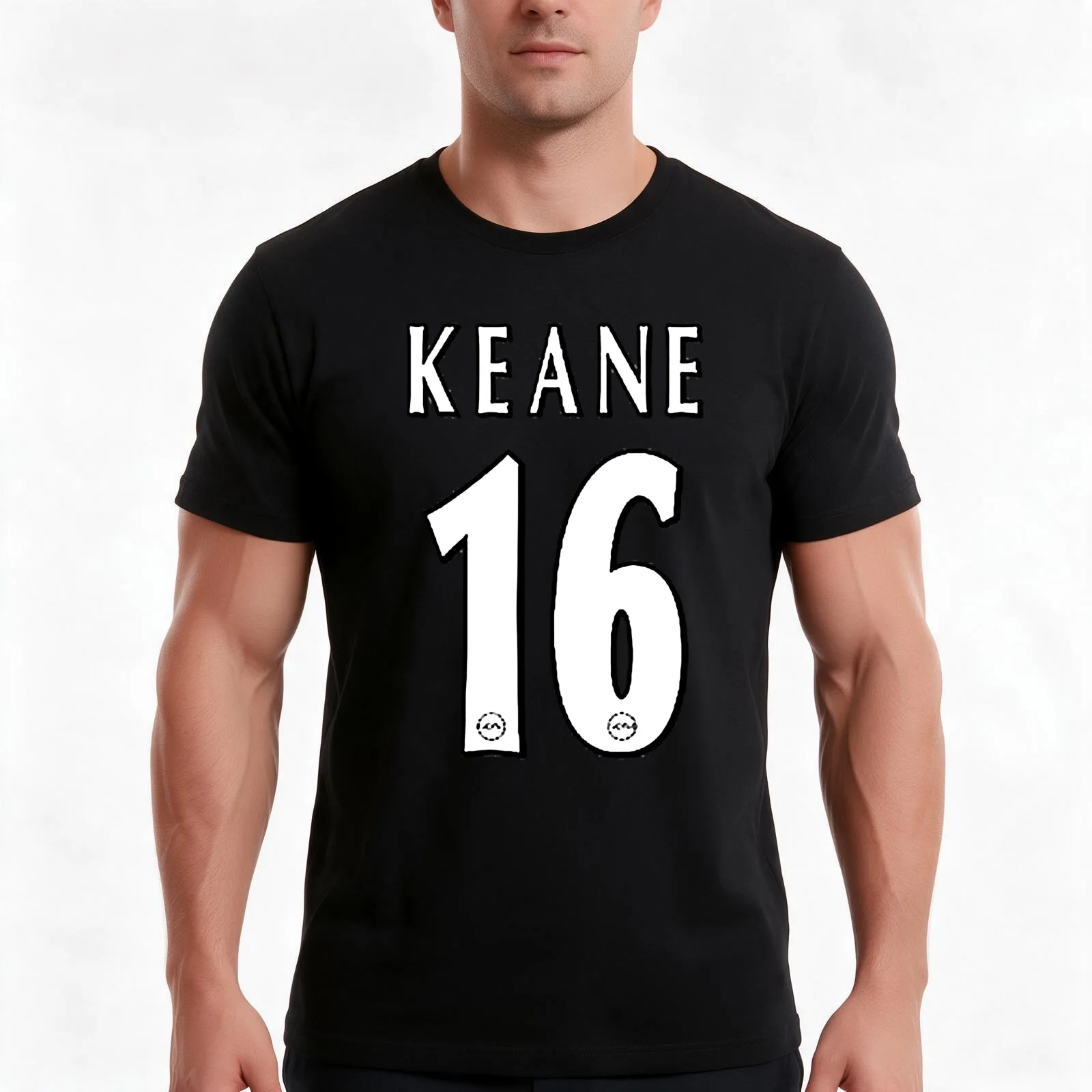 roy keane T-Shirt, Summer Casual Cotton Tee, Oversized Streetwear Tops, Vintage Graphic Print, Loose Fit Short Sleeve