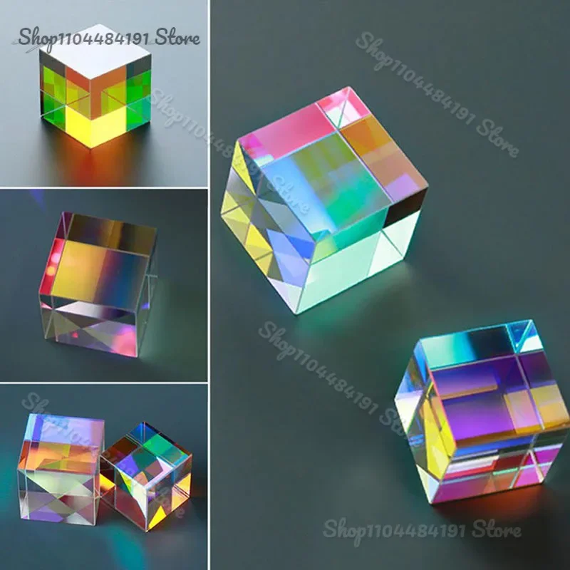 

Optical Glass Cube Color Combination Prism Light Cube Color Refraction Electroplating Desktop Jewelry Sunshine Birthday Gift
