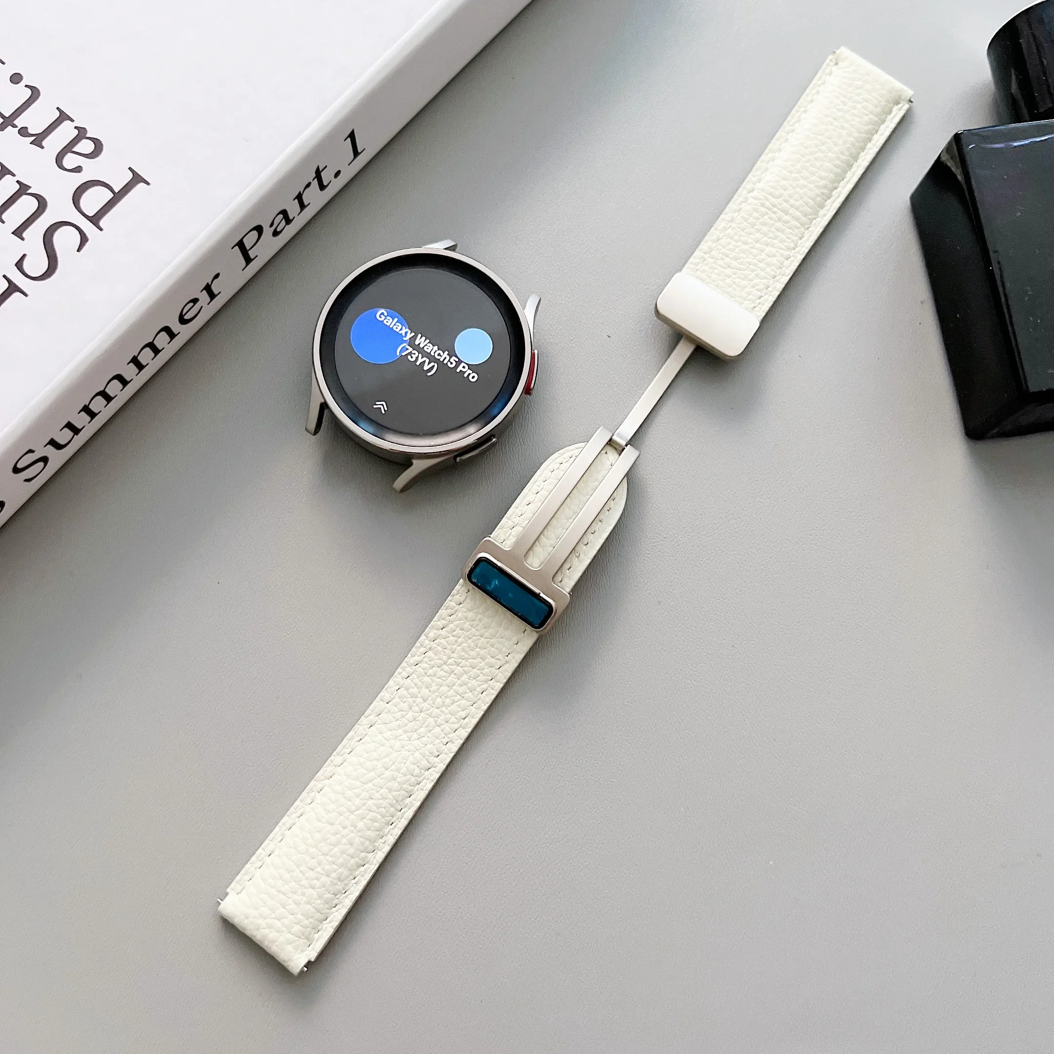 Para samsang galaxy watch 6 5 4 40 44mm pulseira de fivela magnética de ajuste rápido sem lacunas pulseira de couro para galaxy watch6 4 clássico 43 47mm