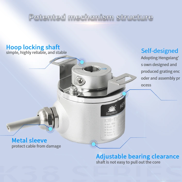 K38-L Serie Hohlwellen-Blindloch-Drehgeber mit 10mm A+B+Z+A-B-Z-NPN 1000ppr DC5-30V Hohlwelle, inkrementeller Encoder