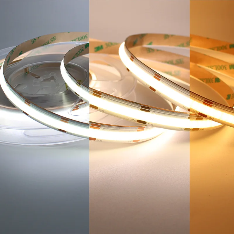 COB light strip 24V three-color dimming two-color living room ceiling aluminum slot embedded linear flexible light strip