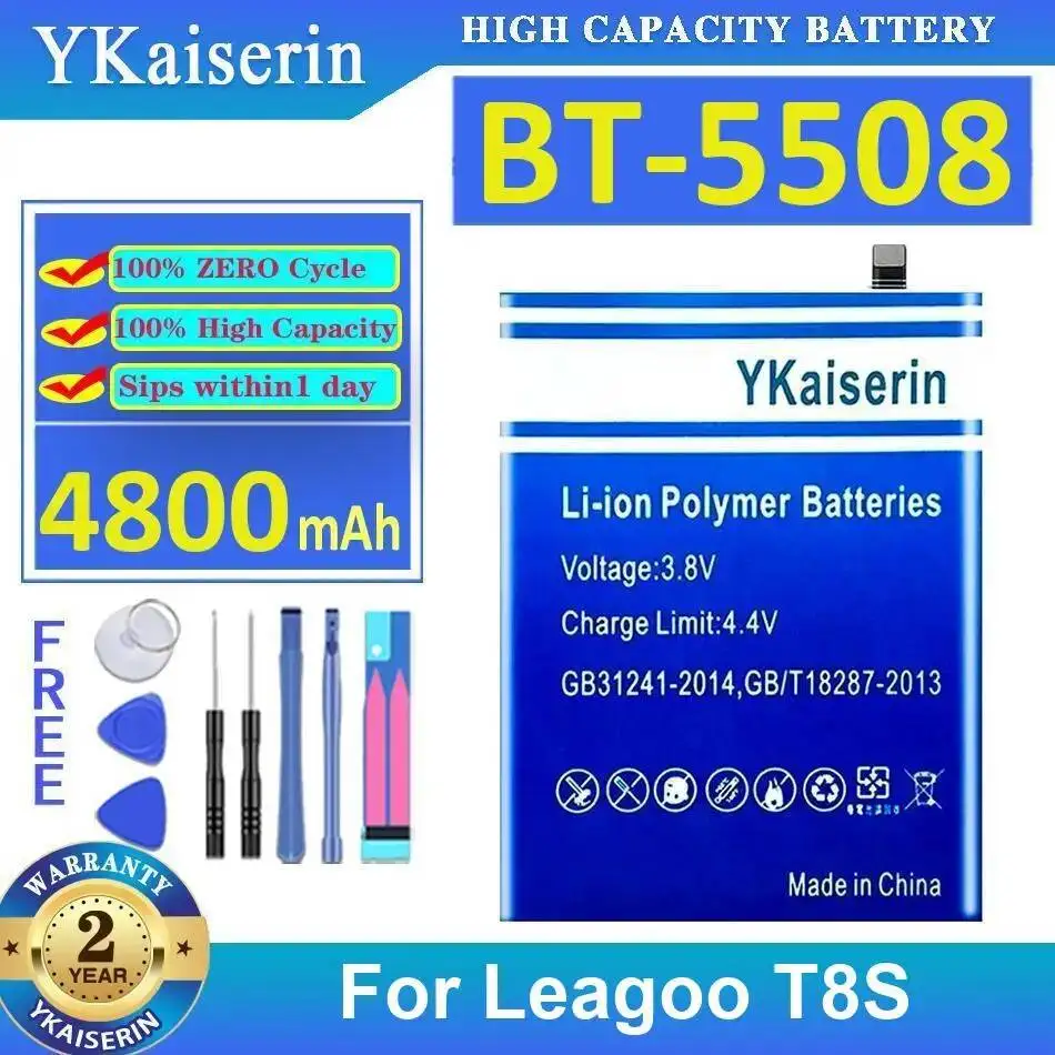 Аккумулятор для мобильного телефона Leagoo T8S, 4800 мАч, долговечный, BT-5508
