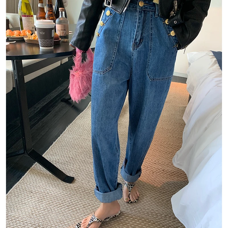 

High Waist Wide Leg Denim Jeans Women's Spring Faion Street Sle Design Sensation Skin Friendly Breathable Soft Fabric