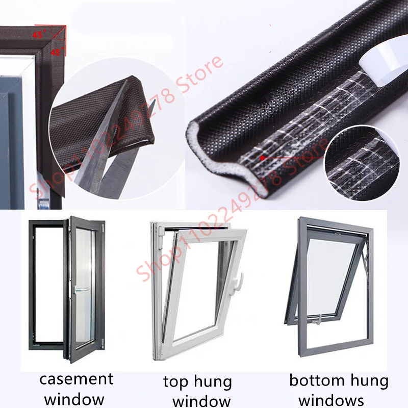 Self-adhesive Casement Window Seal tape Soundproof Acustic Foam Weather Stripping Door Seal Gap Filler Noise Reductian Artifact