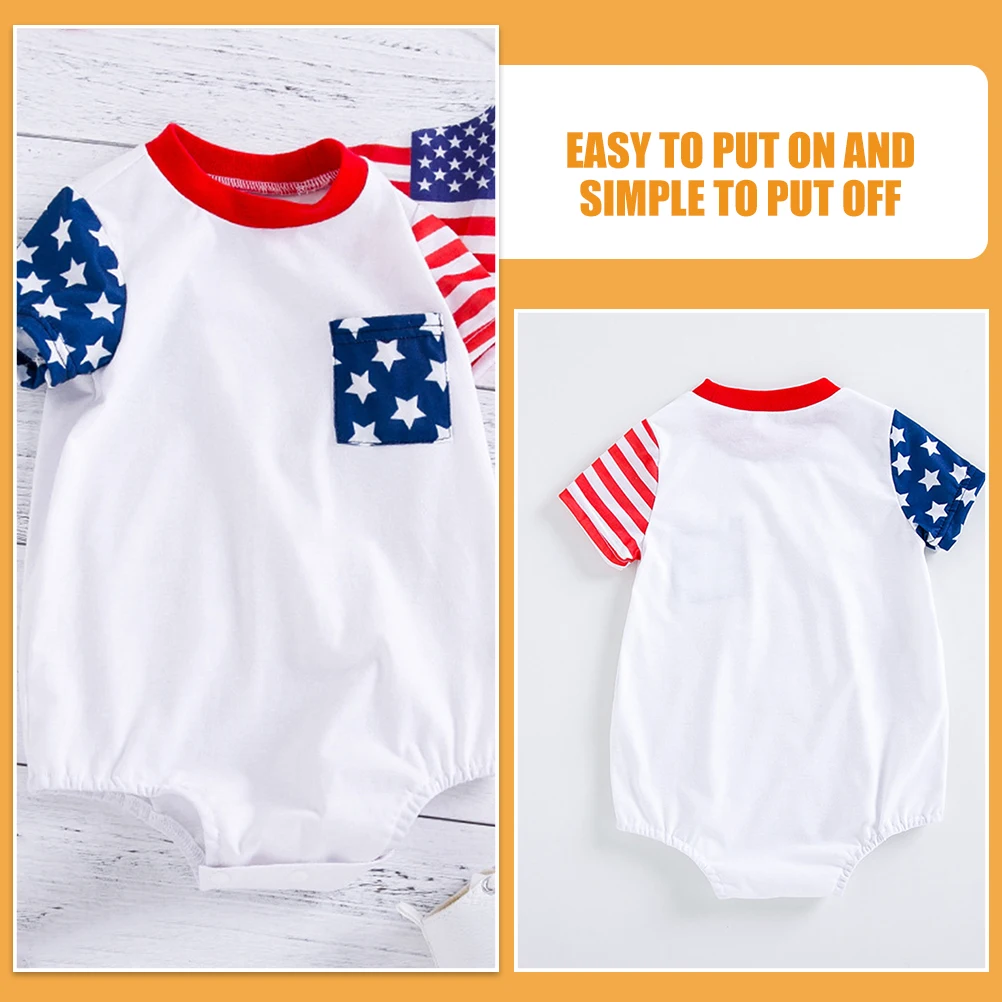 

Newborn Short-sleeved Clothes Girls Baby Boys' One-piece Rompers Independence Day Polyester Infant