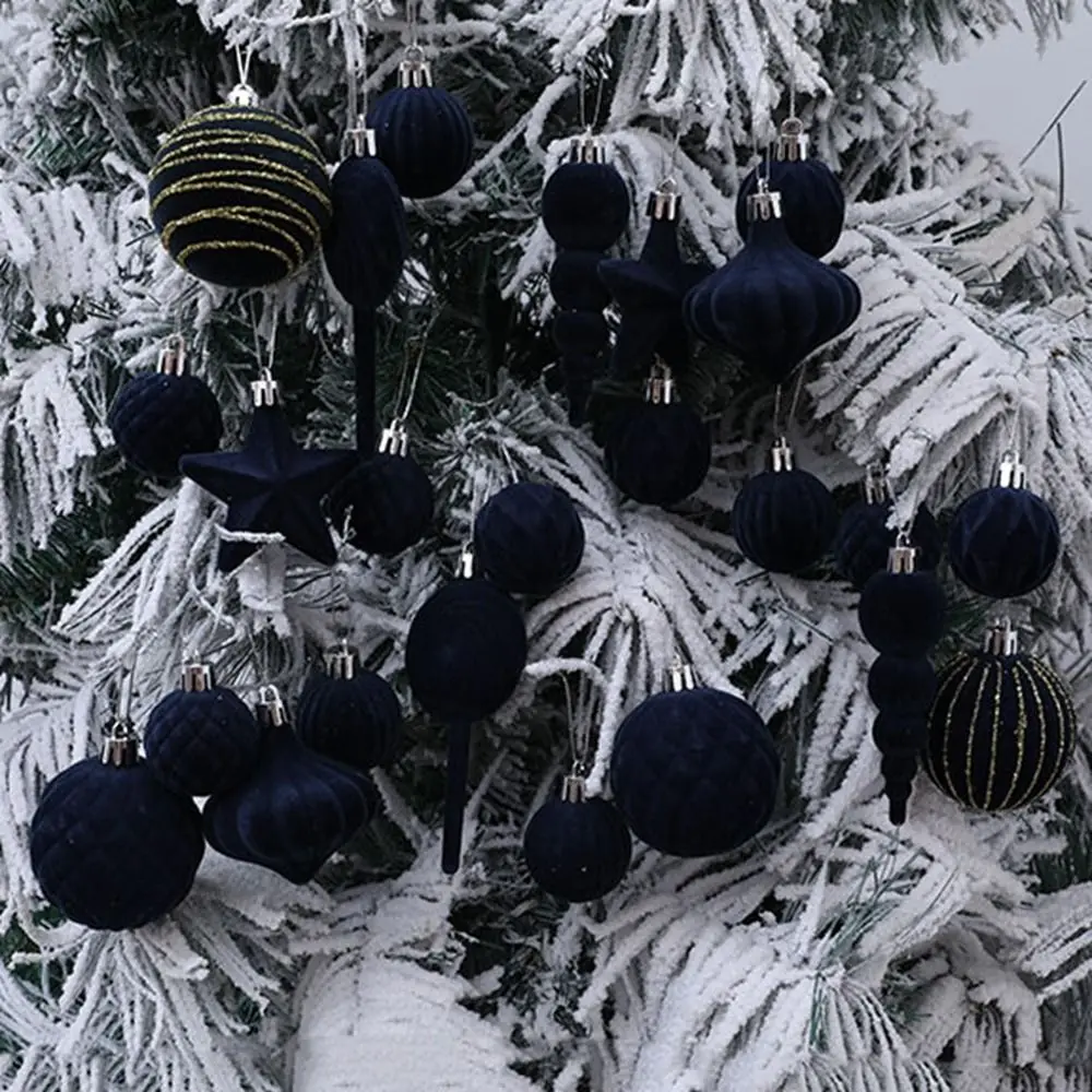 24 قطعة كرة عيد الميلاد المتدفقة الملونة قابلة لإعادة الاستخدام مقاومة للكسر كرات عيد الميلاد قلادة كرة عيد الميلاد الخماسية المزخرفة