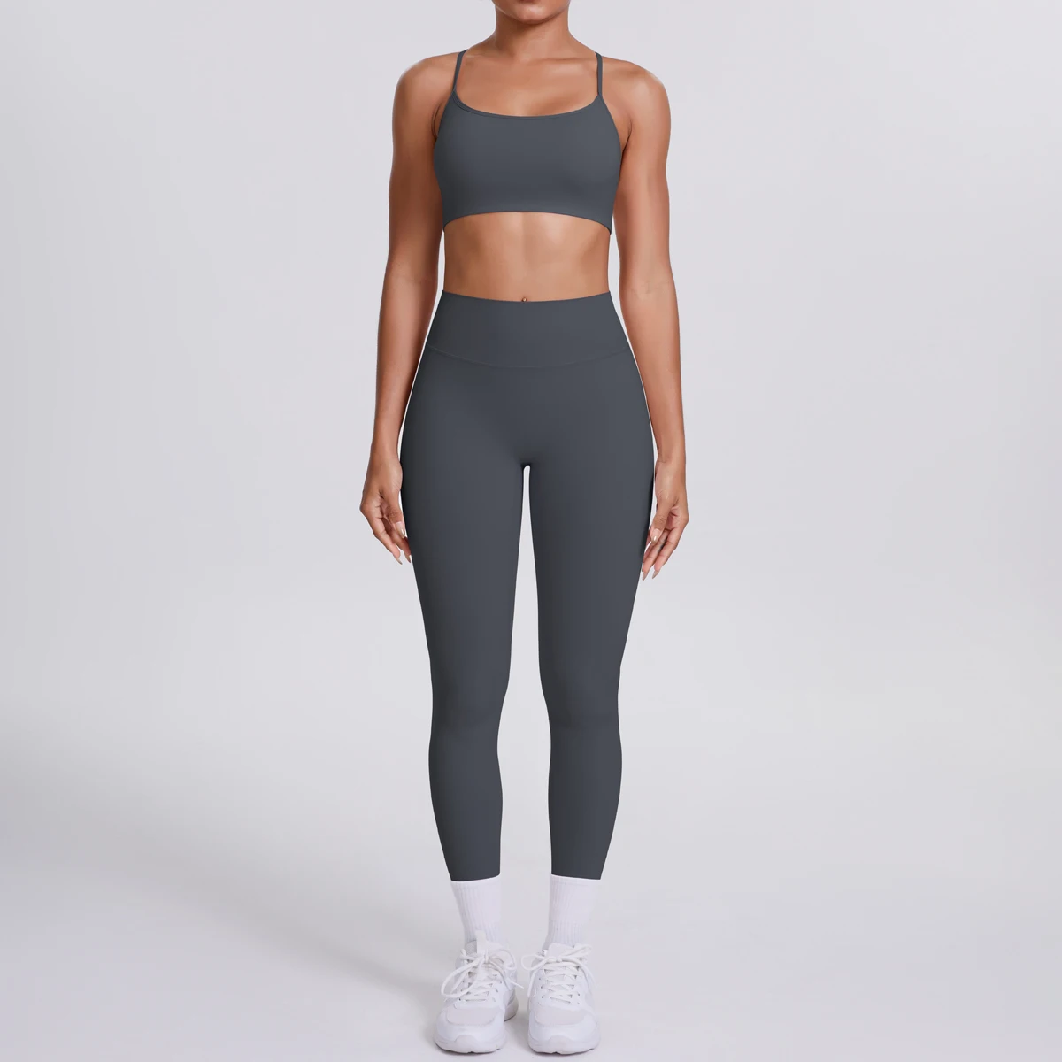 Yoga-Anzug, Sport-Set, Fitnessstudio, nahtlos, stoßfest, Sport-BH, Damen, hohe Taille und Hüften, eng, pfirsichfarbene Gesäßhose, Damen-Sportbekleidung – Detail 22