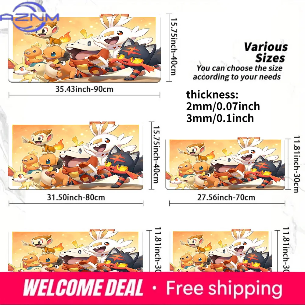 

Fire Type Pokemon Starters TCG Playmat Non-Slip Washable Desk Mat